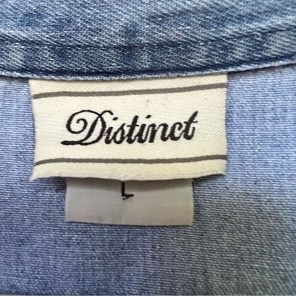 Vintage Denim Shirt Sunflower Handpainted Size Large Boho Artsy Unique Kansas - Picture 4 of 9